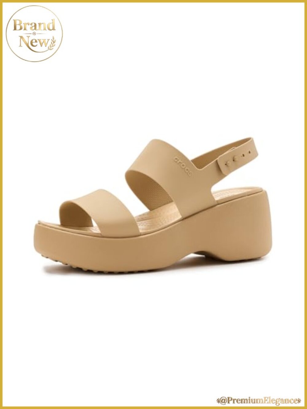 Crocs Brooklyn Sky Wedge Sandals PU Open Toe Buckle Casual